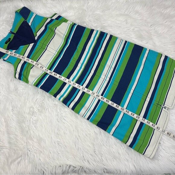 Talbots Women’s Blue Green Striped‎ Sleeveless Resortwear Sheath Dress 4P/C32 - Picture 7 of 10